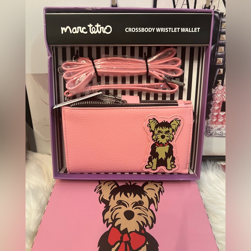 Marc Tetro Pink Crossbody Wristlet Wallet with Detachable Crossbody Strap